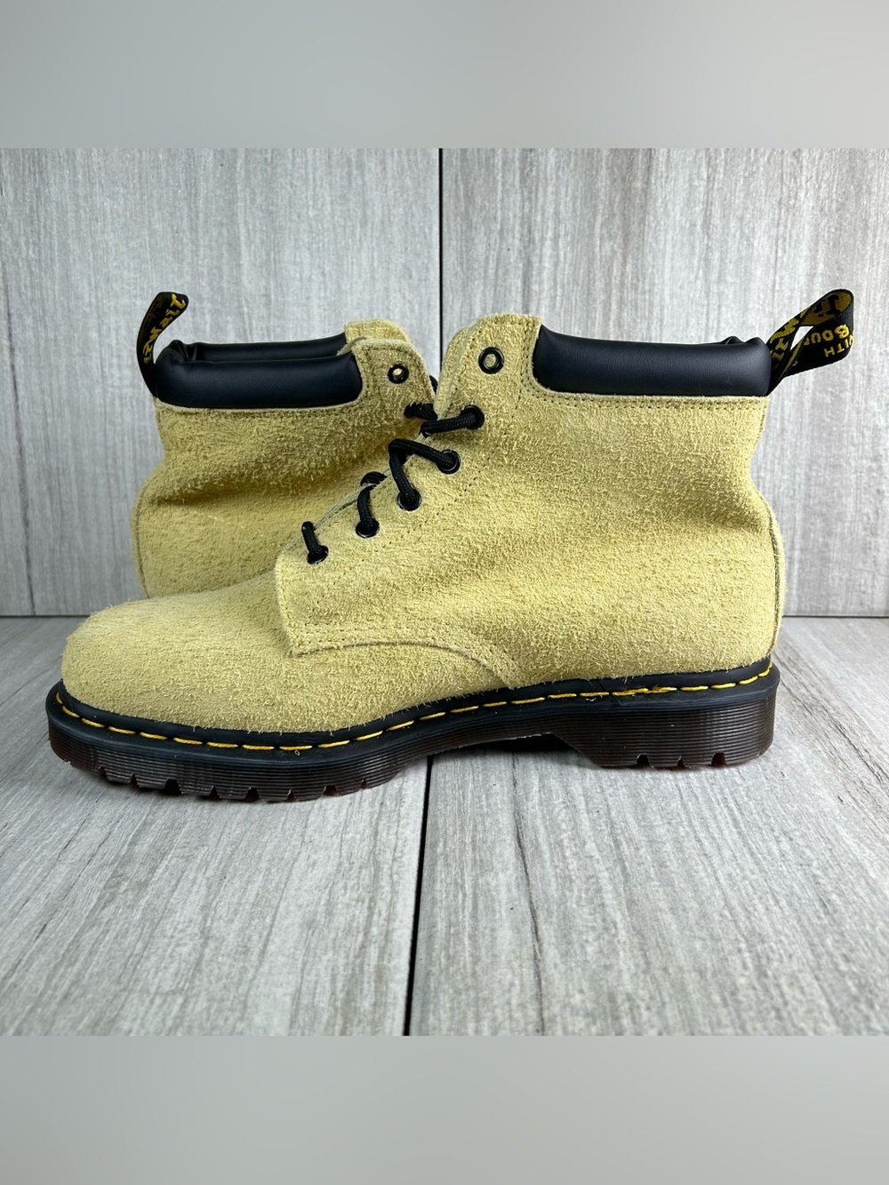 NEW Dr. Martens Docs 939 Ben Yellow Suede Lace-Up Combat Boots Men’s Size 12 - Picture 4 of 10